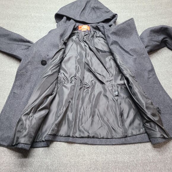 AK Anne Klein Sport Coat Womens Small Wool Blend Hooded Peacoat Double Breasted - Picture 6 of 10